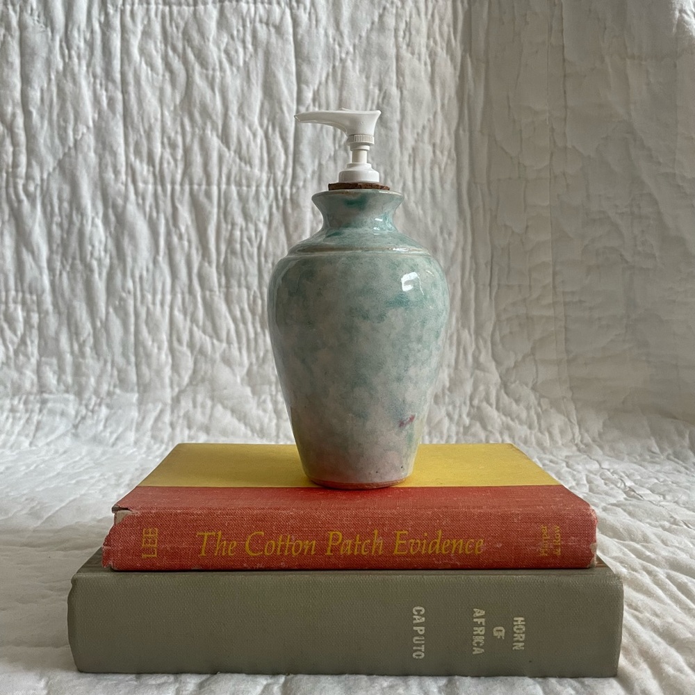 NWOT Hand Thrown Pottery Soap Dispenser.